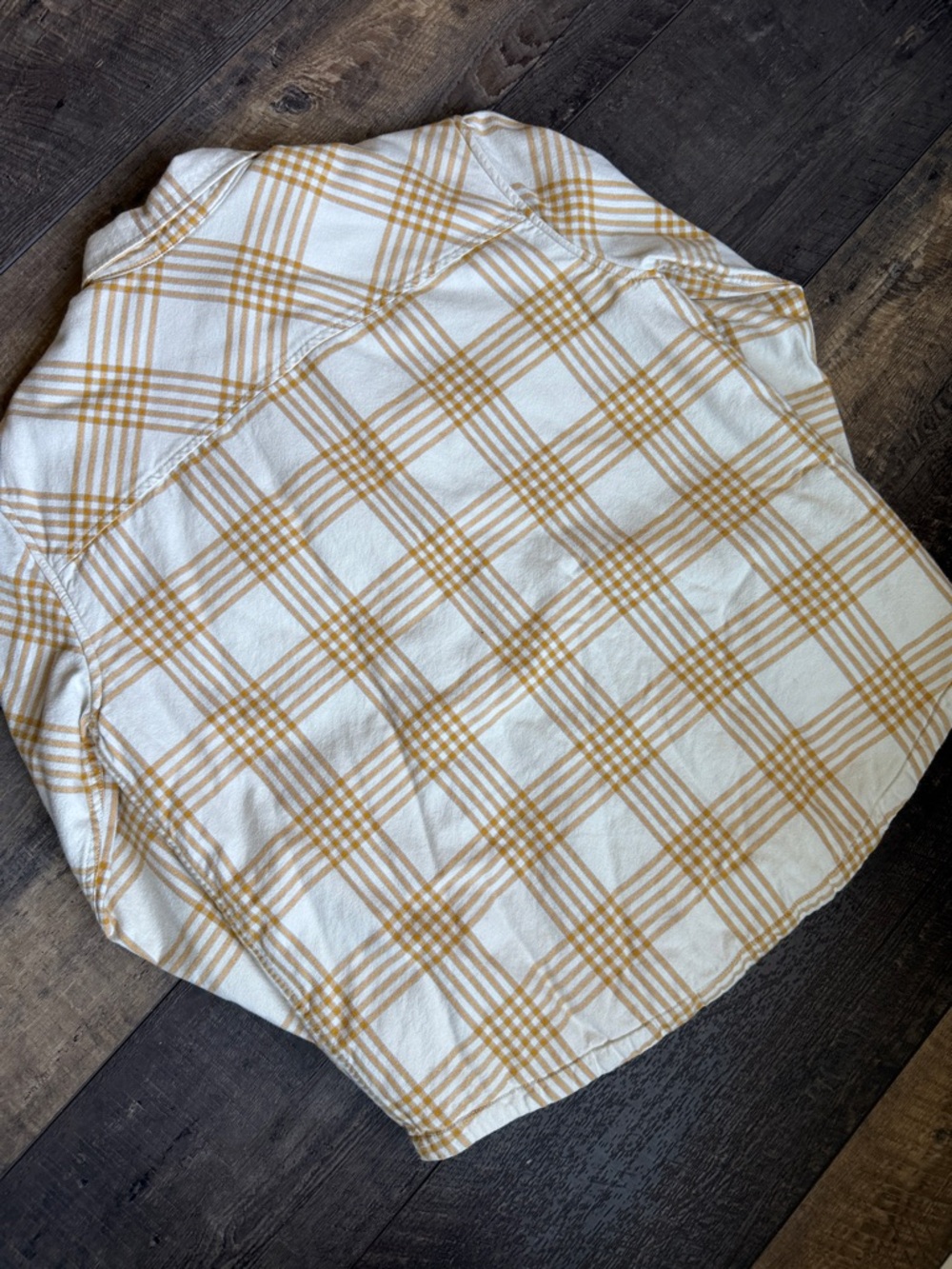 Eddie Bauer White and Mustard Plaid Sherpa-Lined Shirt Jacket - Picture 5 of 5